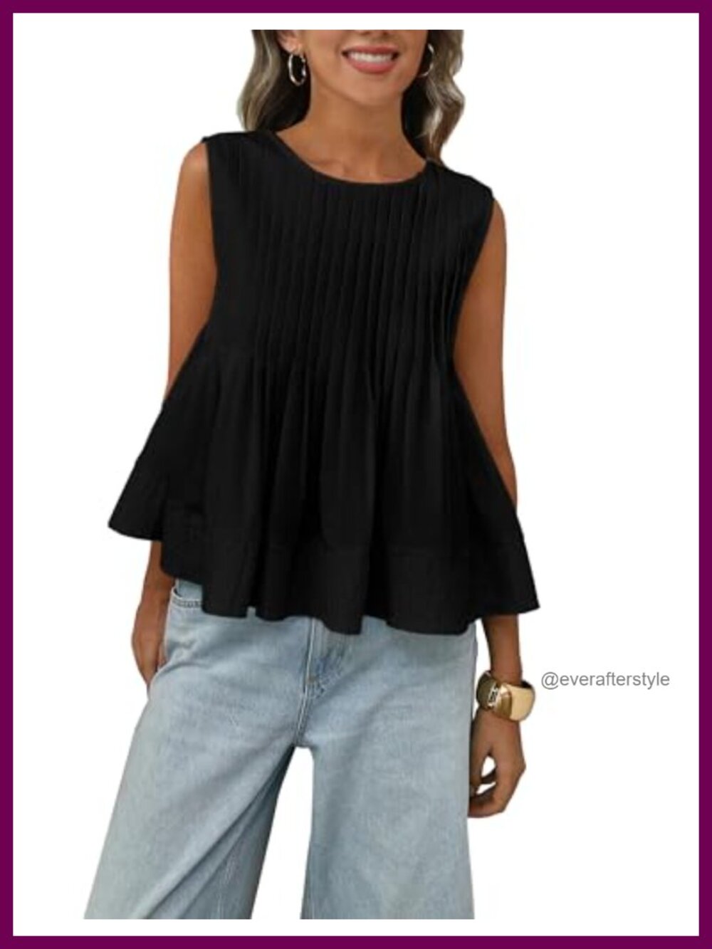 Womens Pleated Peplum Tank Top Cotton Modal Sleeveless Babydoll Blouse